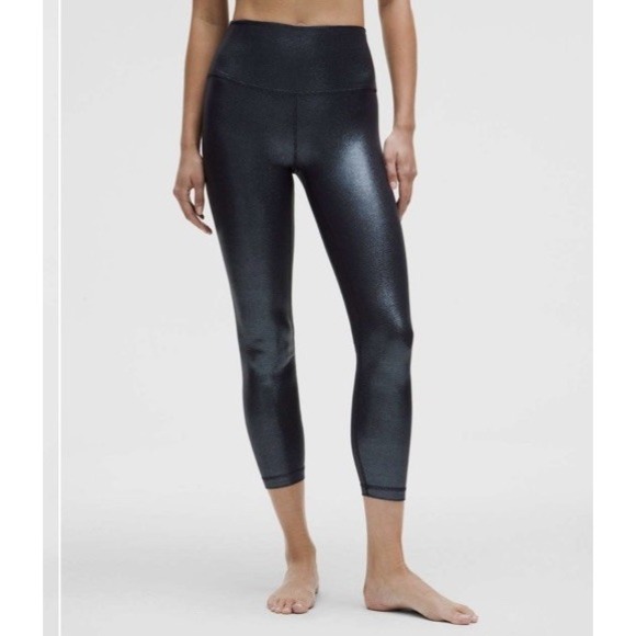 NEW‎ Lululemon Align High-Rise Ribbed Pant 25" *Shine Size 12 Foil Black  Night - Picture 3 of 11